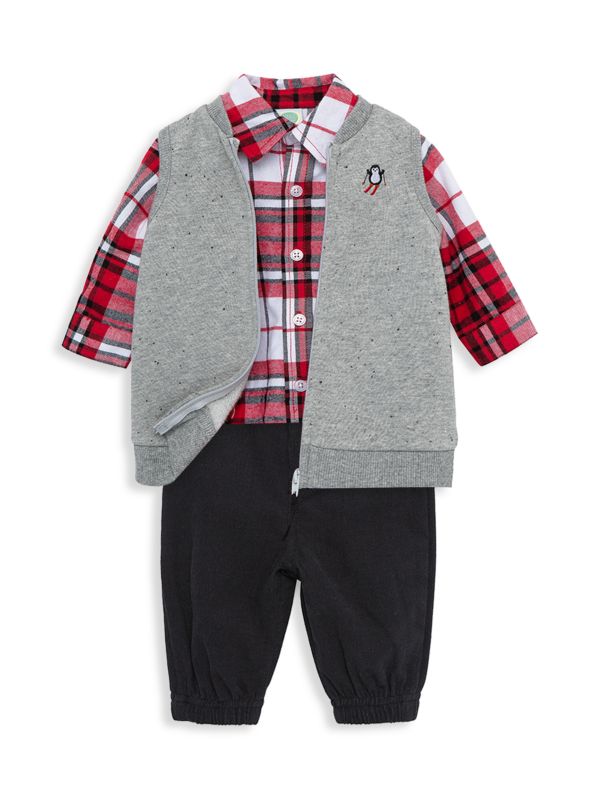 Little Me Baby Boy's 3-Piece Vest, Bodysuit & Joggers Set